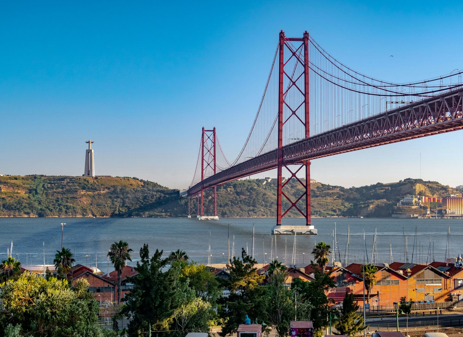 The 25 de Abril Bridge crossing the Tagus in Lisbon